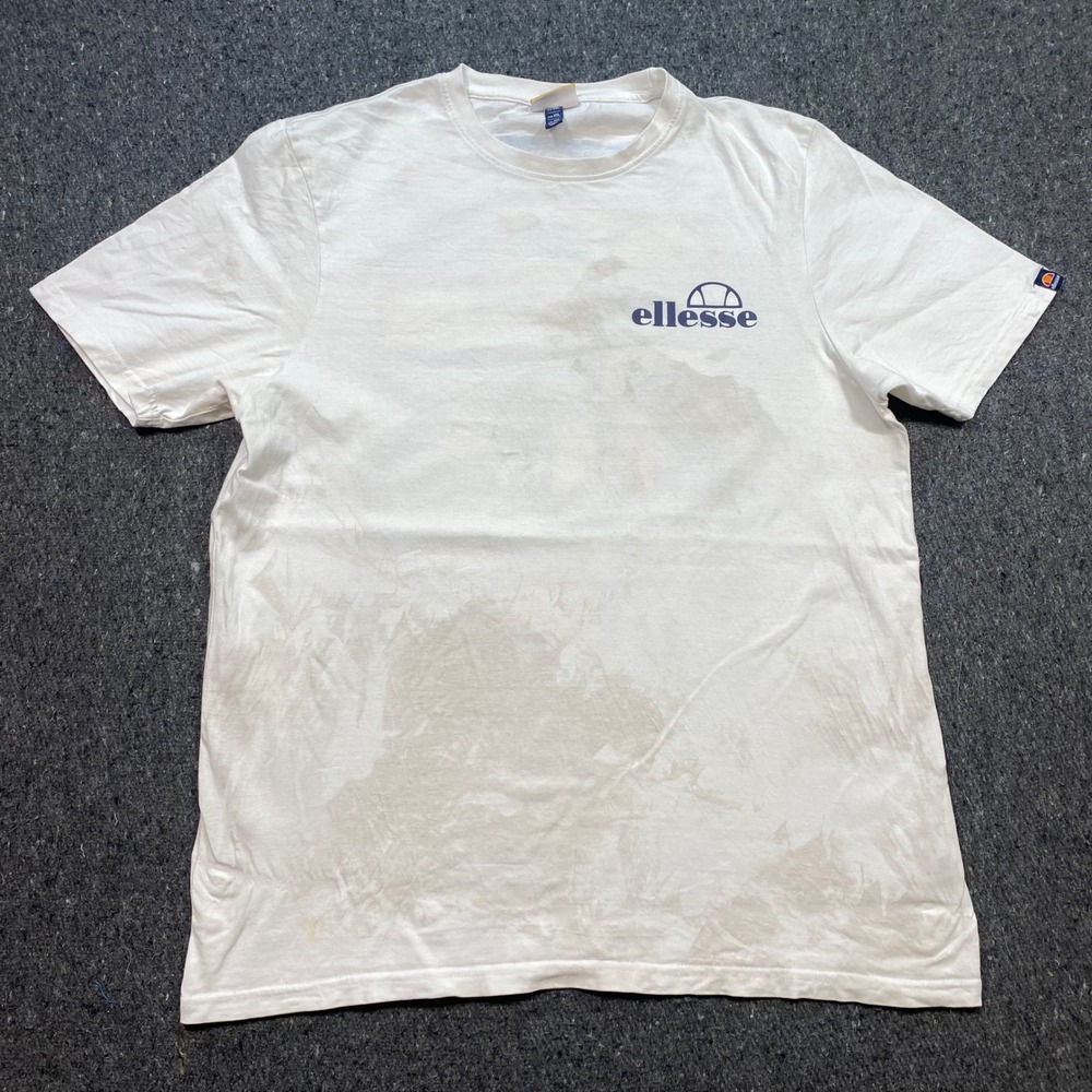 Ellesse TShirt Sz XL Mens White Skater Pop Art Back Graphic Logo Tee